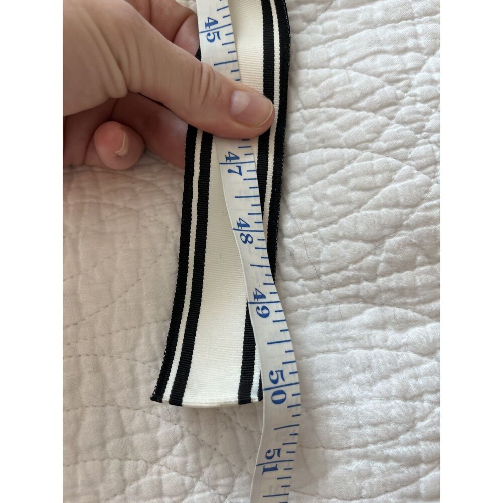 Polo Ralph Lauren Vintage Ribbon Belt Mens Black White Striped Double D-Ring XL - Picture 6 of 10